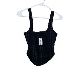 Garage Blouse Women's Small Plaid Corset Top Cropped Sleeveless Tank NWT